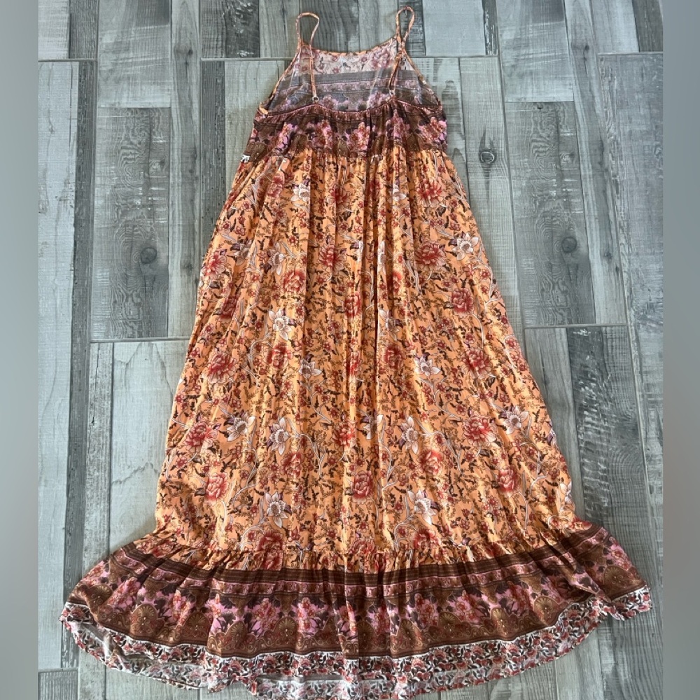 Emery Rose Maxi Dress Womens M Orange Boho Floral Sleeveless Tank Hippy Sundress - Picture 3 of 8